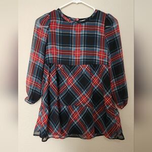 Draper James Girls Long Sleeve Plaid Dress Size Small